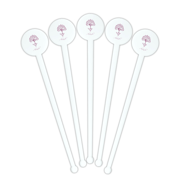 Yoga Tree White Plastic 7" Stir Stick - Round - Fan View