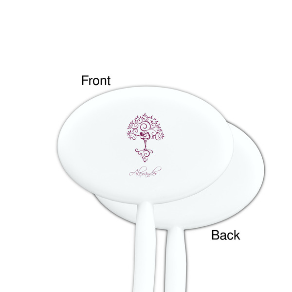 Yoga Tree White Plastic 7" Stir Stick - Single Sided - Oval - Front & Back
