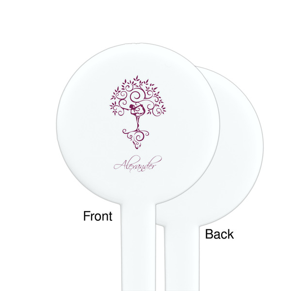 Yoga Tree White Plastic 7" Stir Stick - Single Sided - Round - Front & Back
