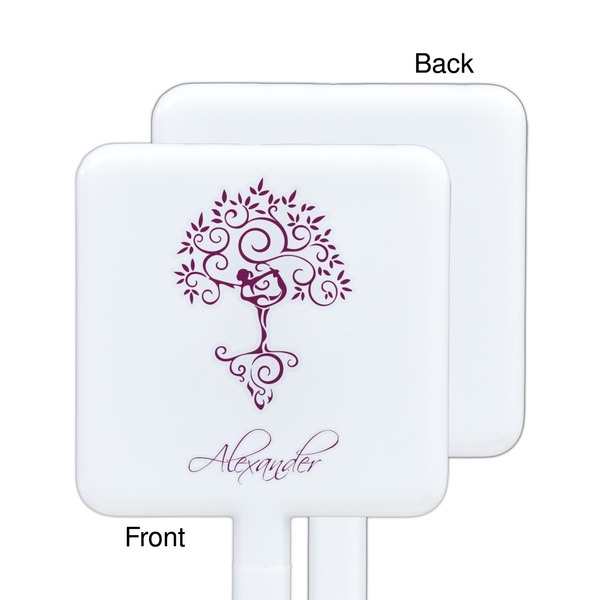Yoga Tree White Plastic Stir Stick - Single Sided - Square - Approval