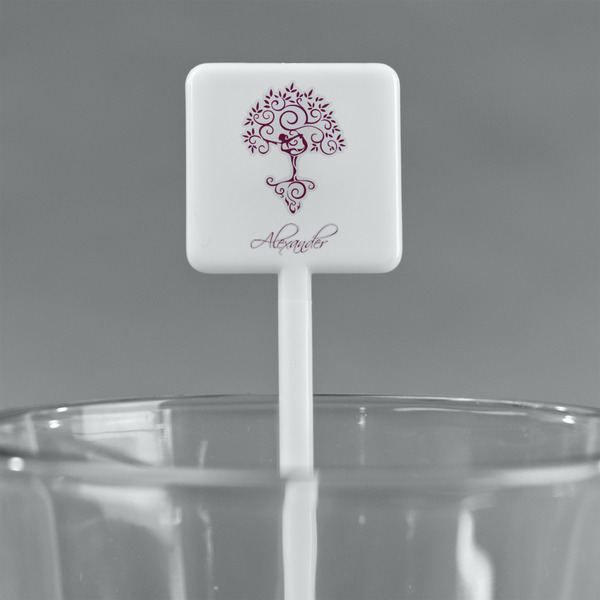 Yoga Tree White Plastic Stir Stick - Square - Main