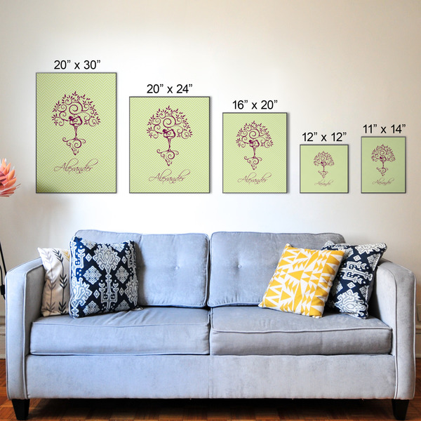 Yoga Tree Wood Prints - Size Comparison