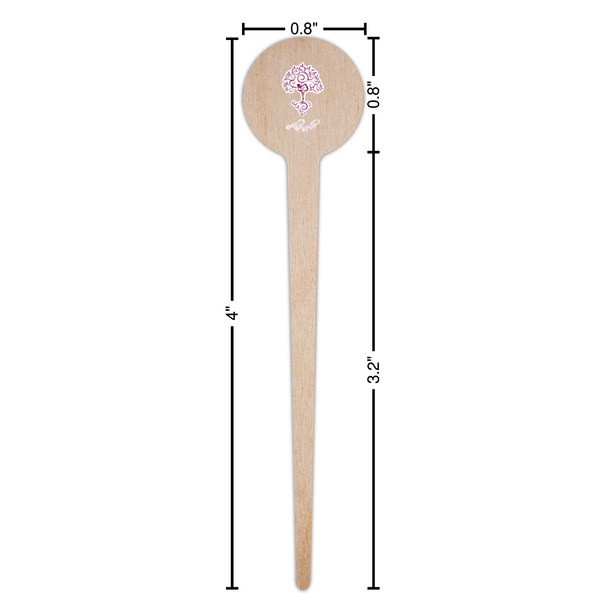 Yoga Tree Wooden 4" Food Pick - Round - Dimensions