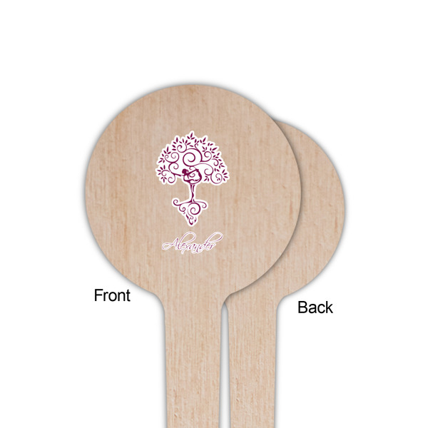 Yoga Tree Wooden 4" Food Pick - Round - Single Sided - Front & Back