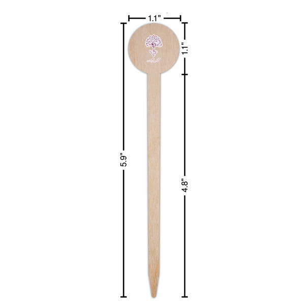 Yoga Tree Wooden 6" Food Pick - Round - Dimensions