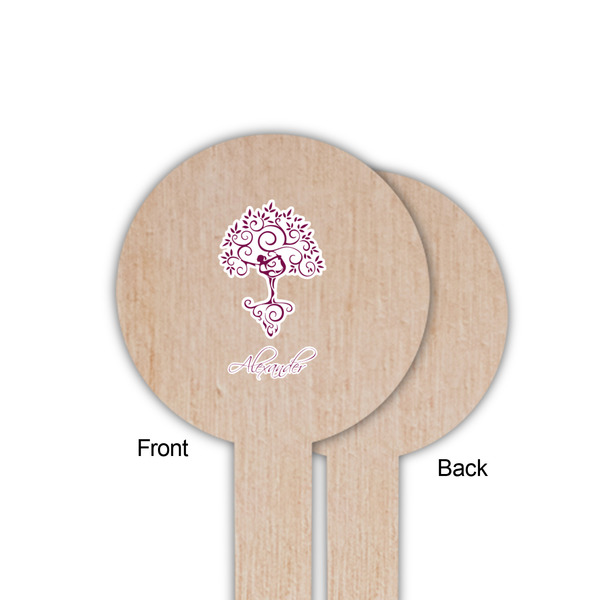 Yoga Tree Wooden 6" Food Pick - Round - Single Sided - Front & Back