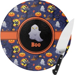 Halloween Night Round Glass Cutting Board - Small (Personalized)