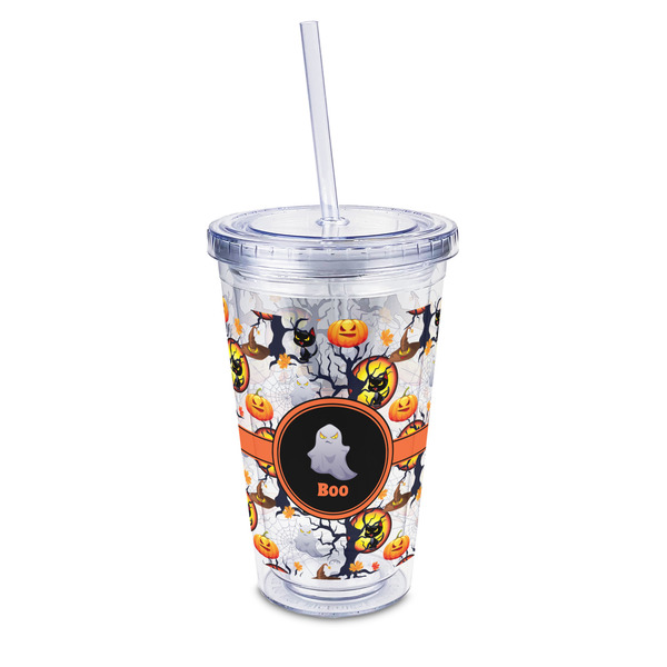 Custom Halloween Night 16oz Double Wall Acrylic Tumbler with Lid & Straw - Full Print (Personalized)