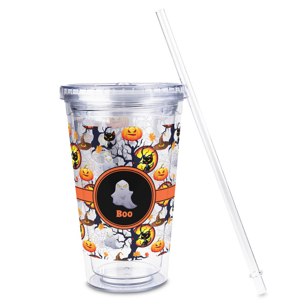 Halloween Night Acrylic Tumbler - Full Print - Front straw out