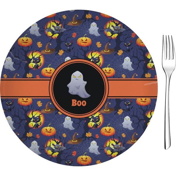 Custom Halloween Night 8" Glass Appetizer / Dessert Plates - Single or Set (Personalized)