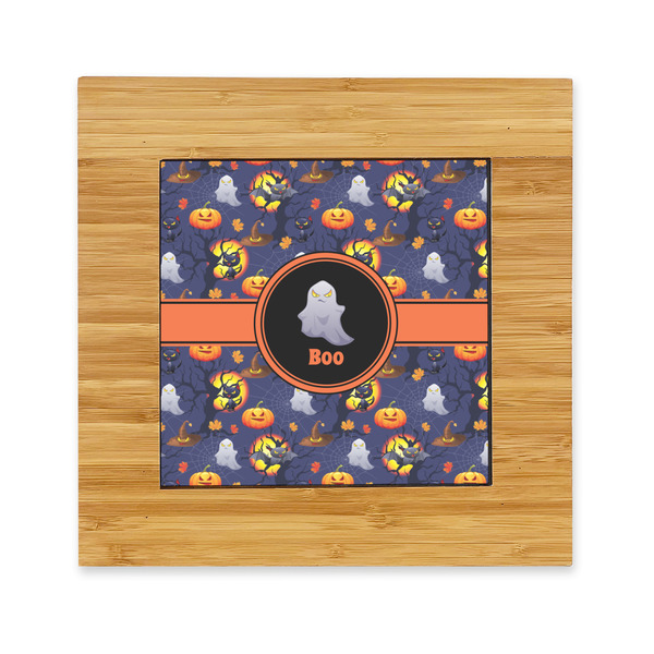 Custom Halloween Night Bamboo Trivet with Ceramic Tile Insert (Personalized)