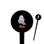 Halloween Night 4" Round Plastic Food Picks - Black - Single Sided (Personalized)