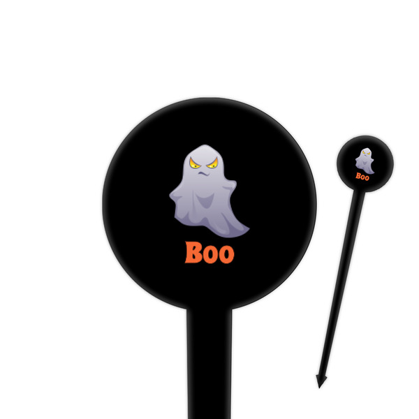 Custom Halloween Night 4" Round Plastic Food Picks - Black - Single Sided (Personalized)