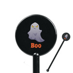 Halloween Night 5.5" Round Plastic Stir Sticks - Black - Single Sided (Personalized)