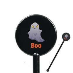 Halloween Night 5.5" Round Plastic Stir Sticks - Black - Single Sided (Personalized)