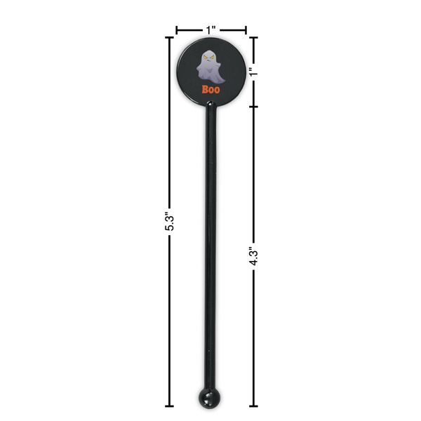 Halloween Night Black Plastic 5.5" Stir Stick - Round - Dimensions