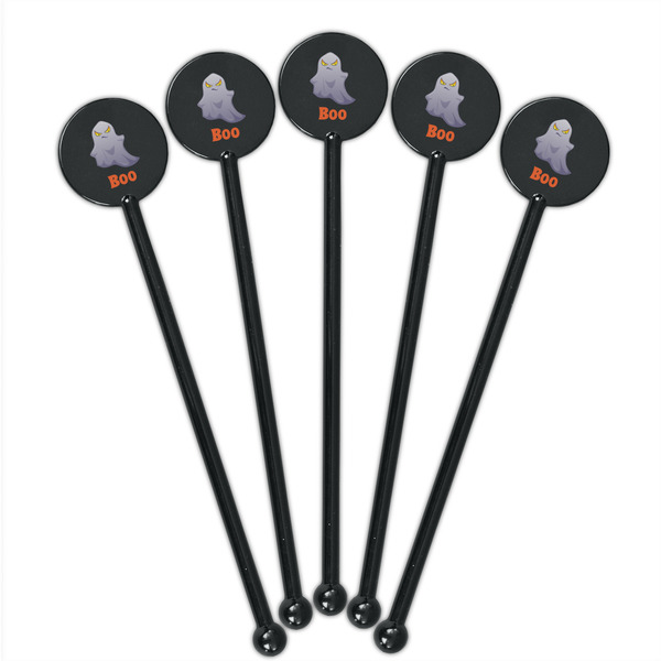 Halloween Night Black Plastic 5.5" Stir Stick - Round - Fan View