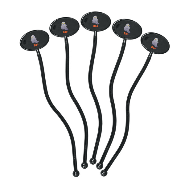 Halloween Night Black Plastic 7" Stir Stick - Oval - Fan