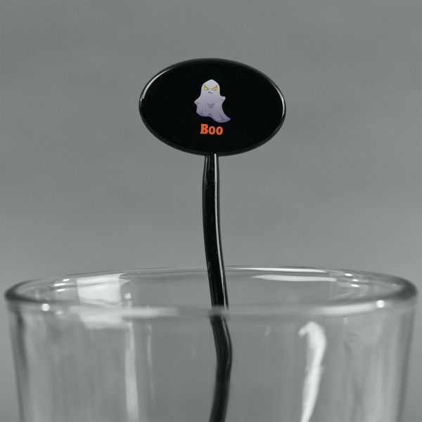 Halloween Night Black Plastic 7" Stir Stick - Oval - Main