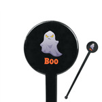 Halloween Night 7" Round Plastic Stir Sticks - Black - Single Sided (Personalized)