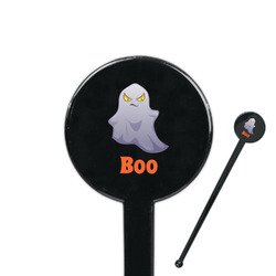 Halloween Night 7" Round Plastic Stir Sticks - Black - Single Sided (Personalized)