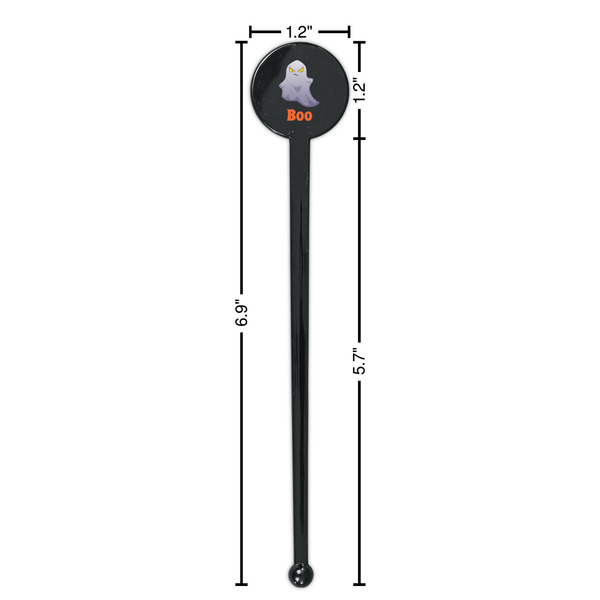 Halloween Night Black Plastic 7" Stir Stick - Round - Dimensions