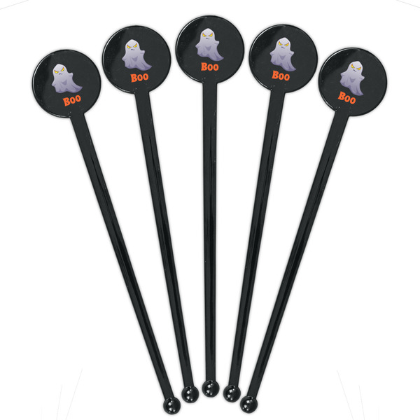Halloween Night Black Plastic 7" Stir Stick - Round - Fan View