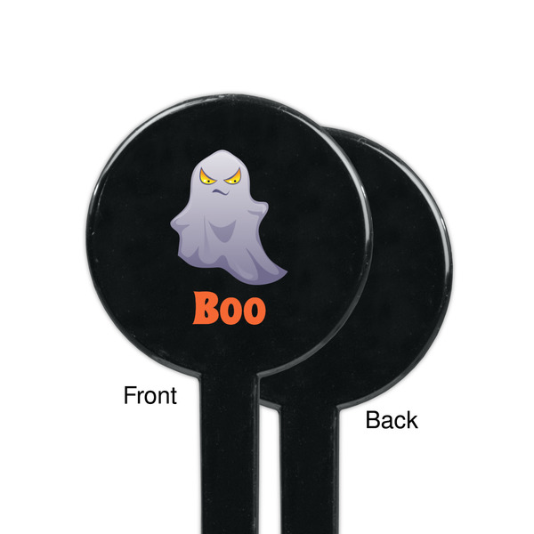 Halloween Night Black Plastic 7" Stir Stick - Single Sided - Round - Front & Back