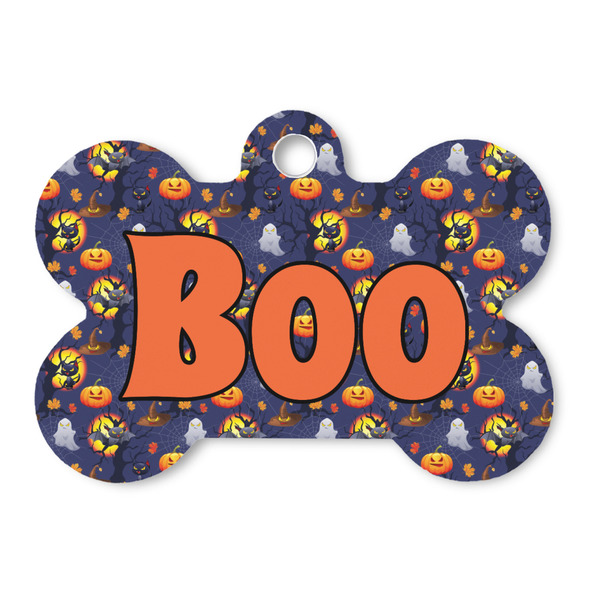Custom Halloween Night Bone Shaped Dog ID Tag - Large (Personalized)