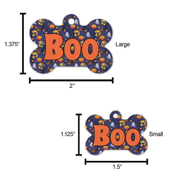 Halloween Night Bone Shaped Dog ID Tag - Large - Scale