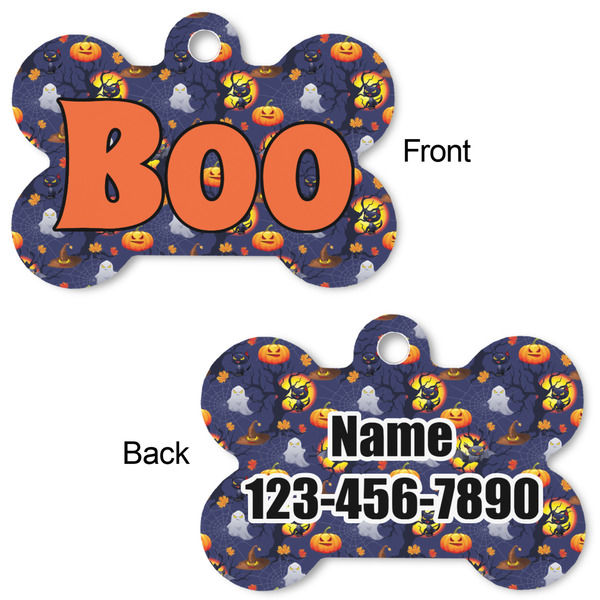 Halloween Night Bone Shaped Dog Tag - Front & Back