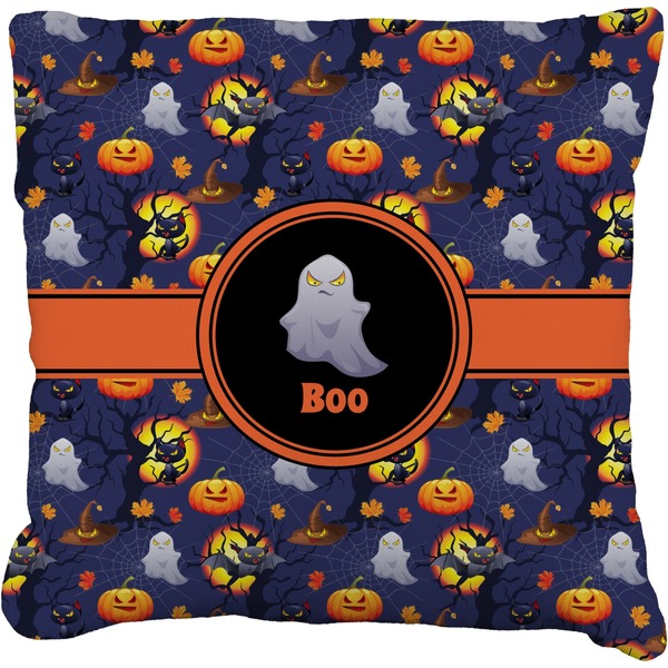 Custom Halloween Night Faux-Linen Throw Pillow 16" (Personalized)