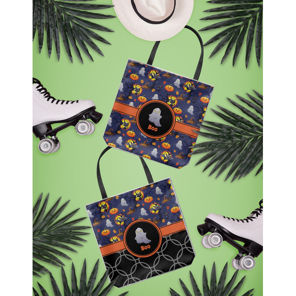 Halloween Night Canvas Tote Lifestyle Front and Back- 13x13