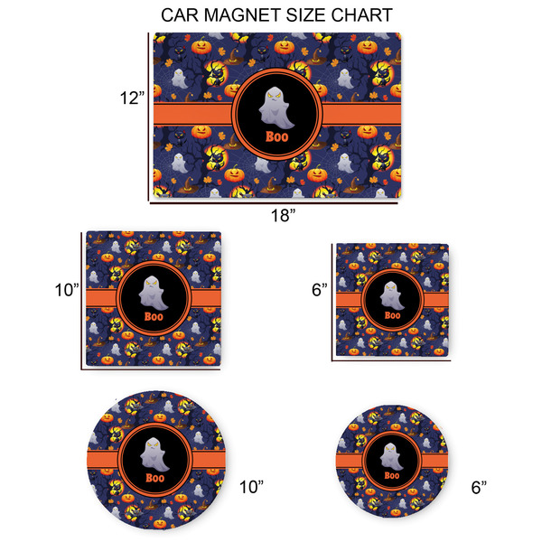 Halloween Night Car Magnets - SIZE CHART