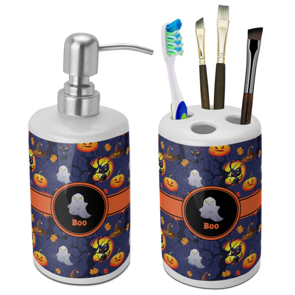 Custom Halloween Night Ceramic Bathroom Accessories Set (Personalized)