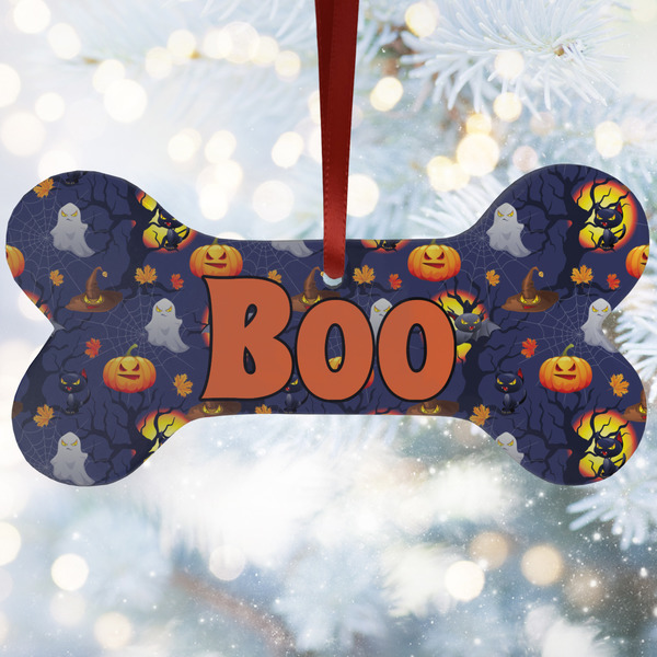 Custom Halloween Night Ceramic Dog Ornament w/ Name or Text