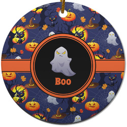 Halloween Night Round Ceramic Ornament w/ Name or Text