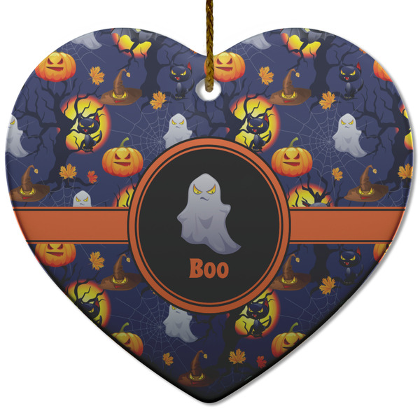 Custom Halloween Night Heart Ceramic Ornament w/ Name or Text