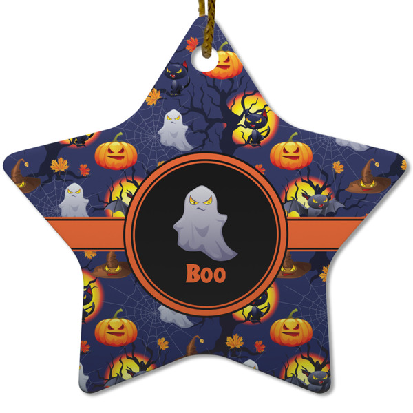 Custom Halloween Night Star Ceramic Ornament w/ Name or Text