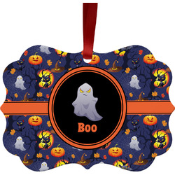 Halloween Night Metal Frame Ornament - Double Sided w/ Name or Text