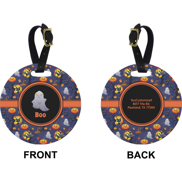Halloween Night Circle Luggage Tag (Front + Back)