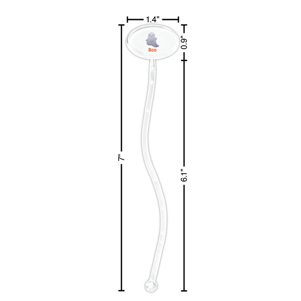 Halloween Night Clear Plastic 7" Stir Stick - Oval - Dimensions