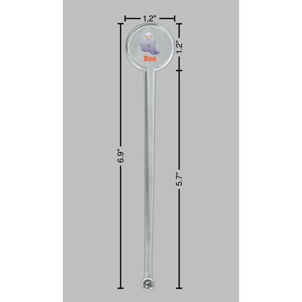 Halloween Night Clear Plastic 7" Stir Stick - Round - Dimensions