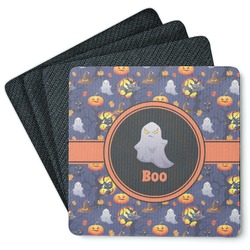 Halloween Night Square Rubber Backed Coasters - Set of 4 (Personalized)