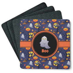 Halloween Night Square Rubber Backed Coasters - Set of 4 (Personalized)