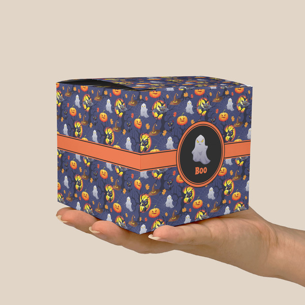 Halloween Night Cube Favor Gift Box - On Hand - Scale View