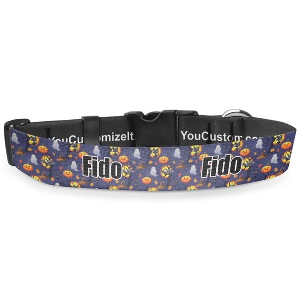Custom Halloween Night Deluxe Dog Collar - Extra Large (16" to 27") (Personalized)