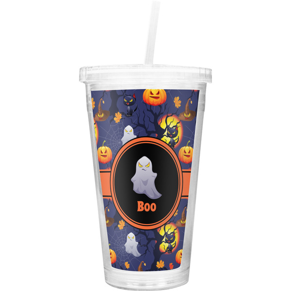 Custom Halloween Night Double Wall Tumbler with Straw (Personalized)