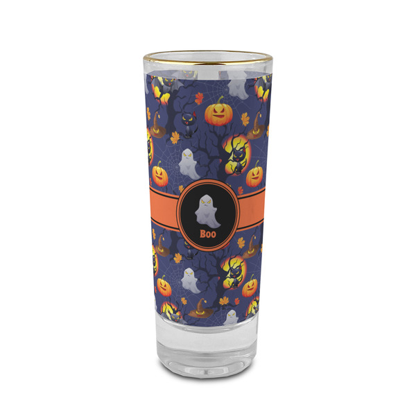 Custom Halloween Night 2 oz Shot Glass -  Glass with Gold Rim - Set of 4 (Personalized)