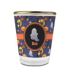 Halloween Night Glass Shot Glass - 1.5 oz - with Gold Rim - Set of 4 (Personalized)